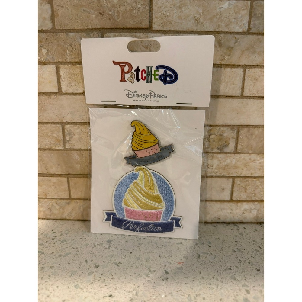 Disney Parks PatcheD Perfection Dole Whip Ice Cream Patch & Pin Set Sealed NWT